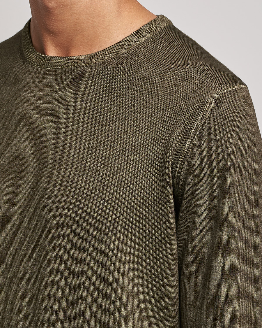 Herr | Tröjor | Gran Sasso | Vintage Merino Fashion Fit Crew Neck Pullover Green