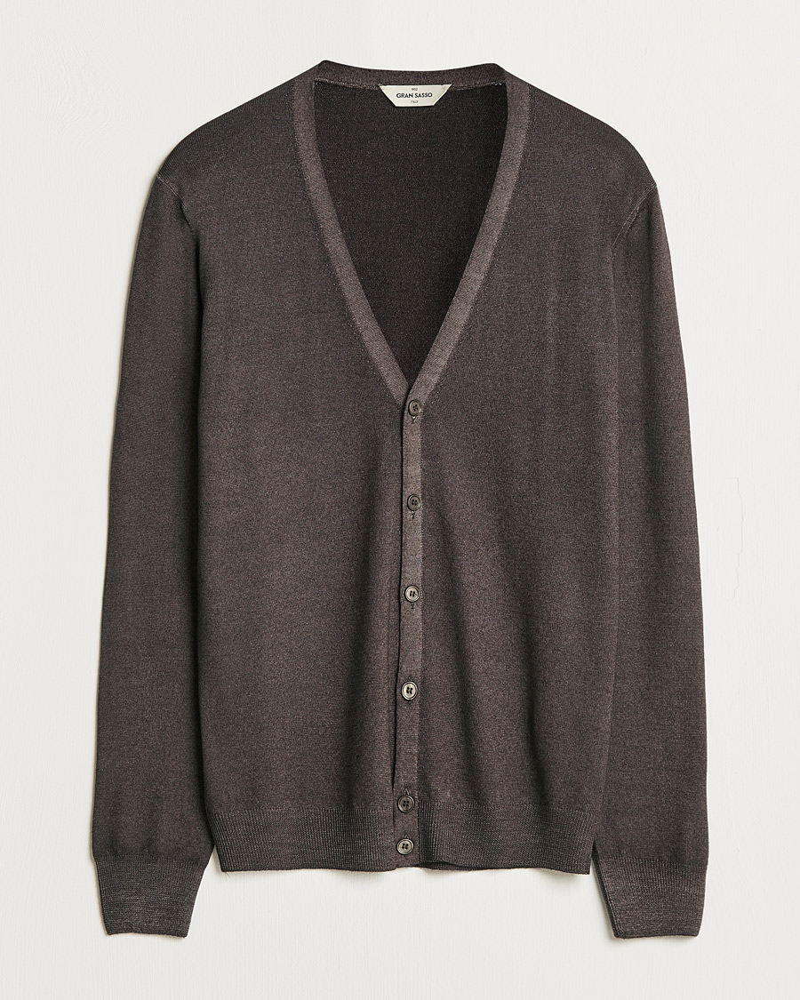 Herr | Tröjor | Gran Sasso | Vintage Merino Fashion Fit Cardigan Brown