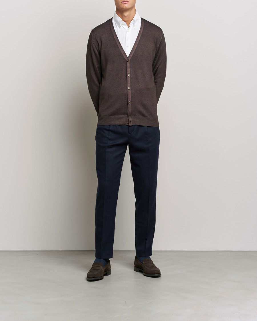 Herr | Tröjor | Gran Sasso | Vintage Merino Fashion Fit Cardigan Brown