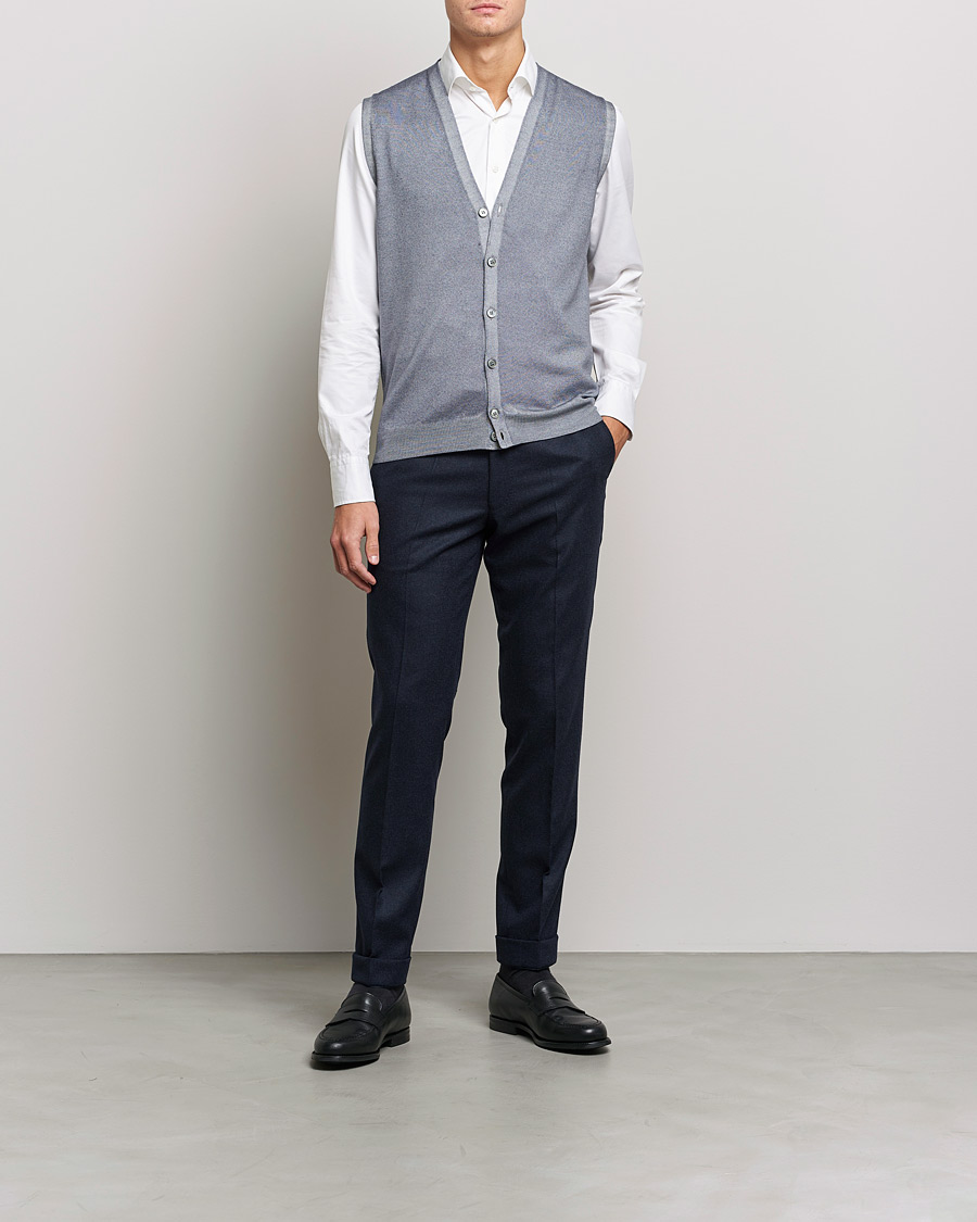 Herr | Västar | Gran Sasso | Vintage Merino Fashion Fit Slipover Light Grey