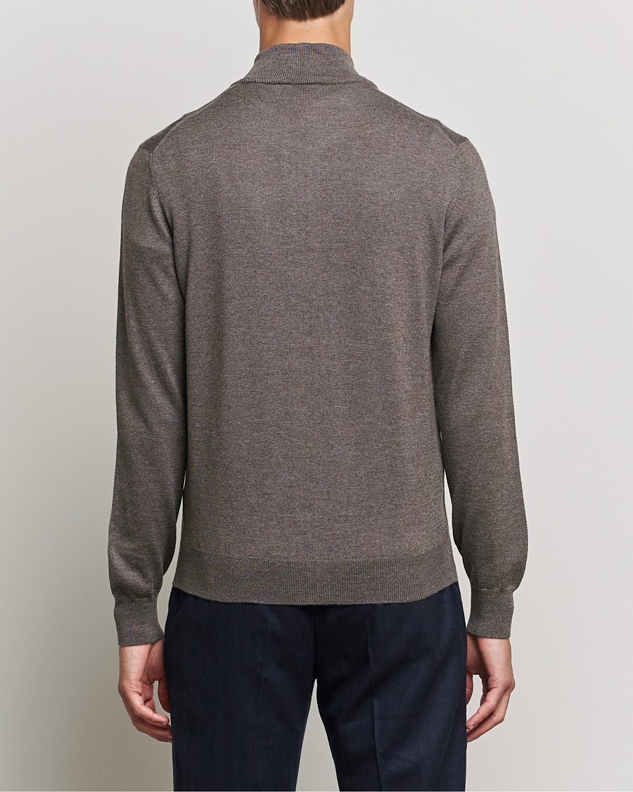 Herr | Tröjor | Gran Sasso | Merino Fashion Fit Full Zip Mud Brown