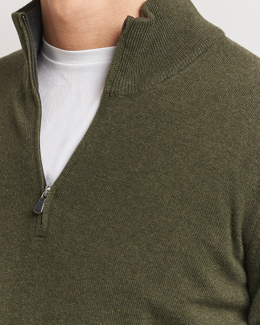 Herr | Tröjor | Gran Sasso | Wool/Cashmere Half Zip Olive Green