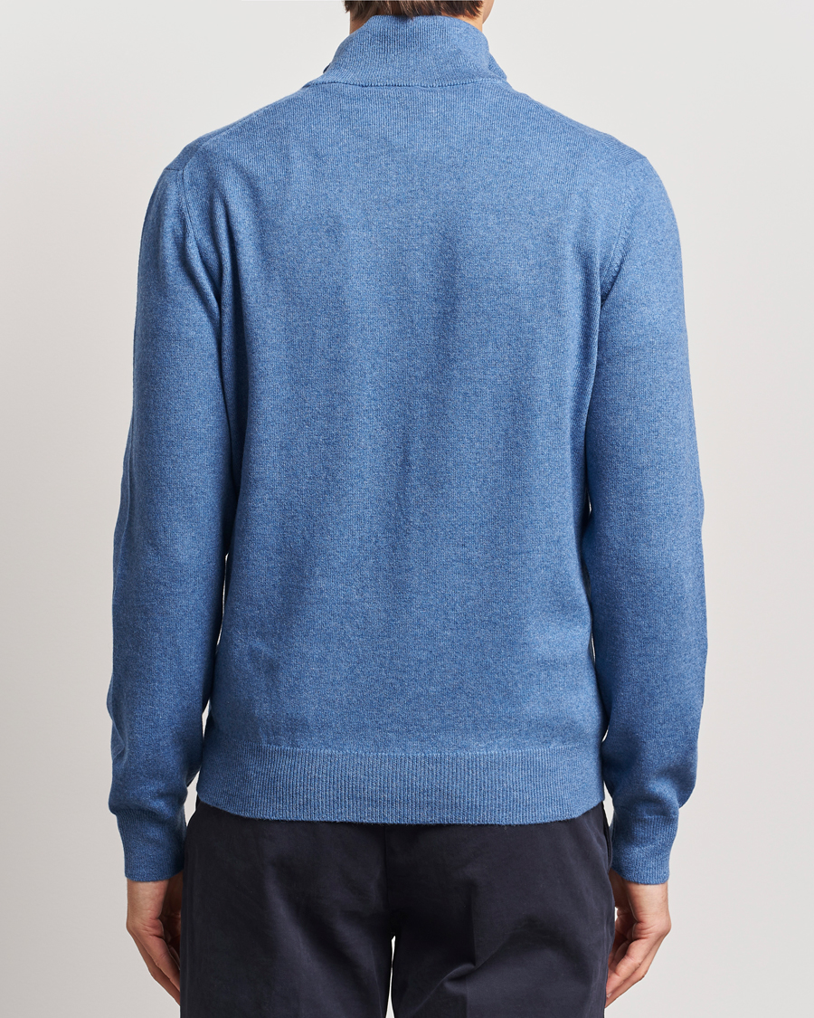 Herr | Tröjor | Gran Sasso | Wool/Cashmere Half Zip Light Blue Melange