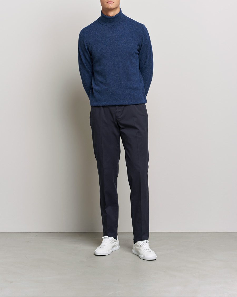 Herr | Tröjor | Gran Sasso | Wool/Cashmere Rollneck Navy Melange