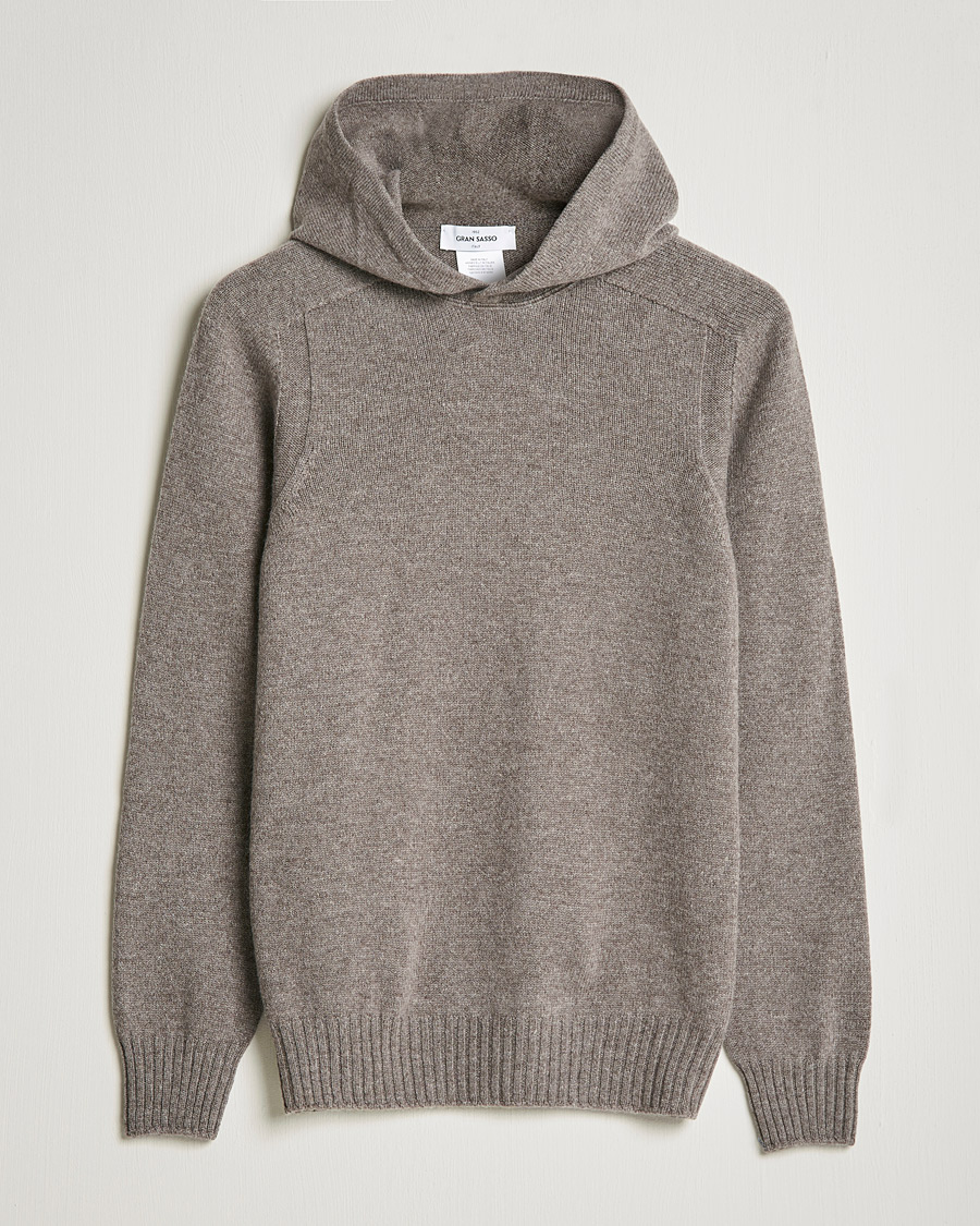Herr | Tröjor | Gran Sasso | Wool Hoodie Taupe Melange