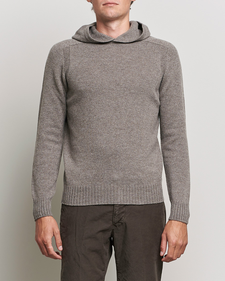 Herr | Tröjor | Gran Sasso | Wool Hoodie Taupe Melange