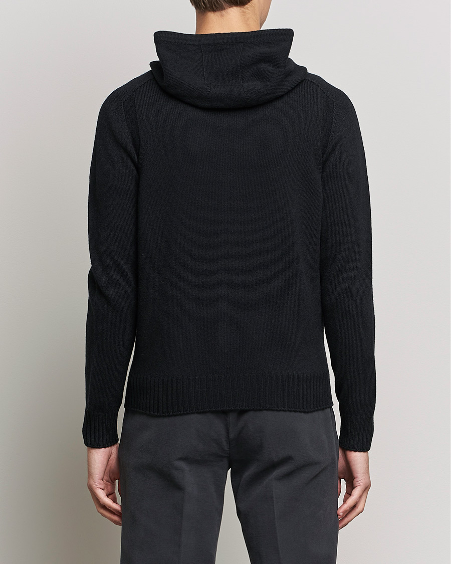 Herr | Tröjor | Gran Sasso | Full Zip Wool Hoodie Black
