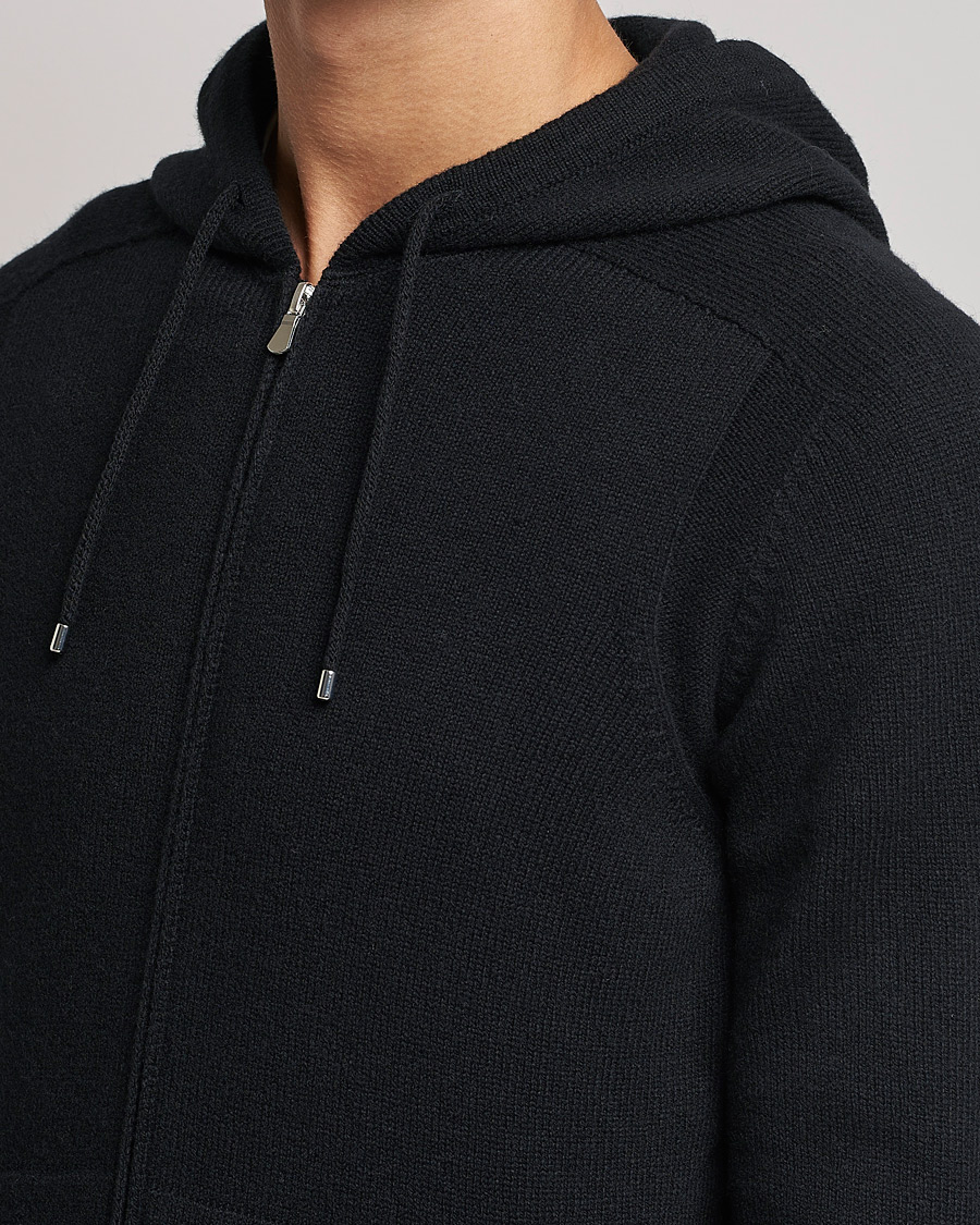 Herr | Tröjor | Gran Sasso | Full Zip Wool Hoodie Black