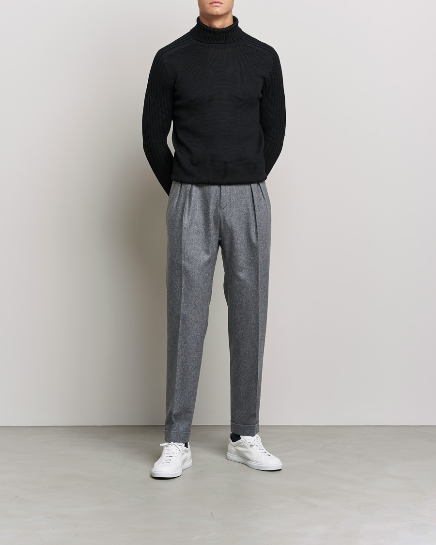 Herr | Tröjor | Gran Sasso | Rainwool Rollneck Black