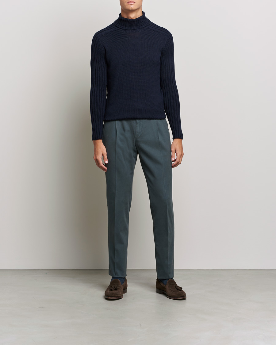 Herr | Tröjor | Gran Sasso | Rainwool Rollneck Navy