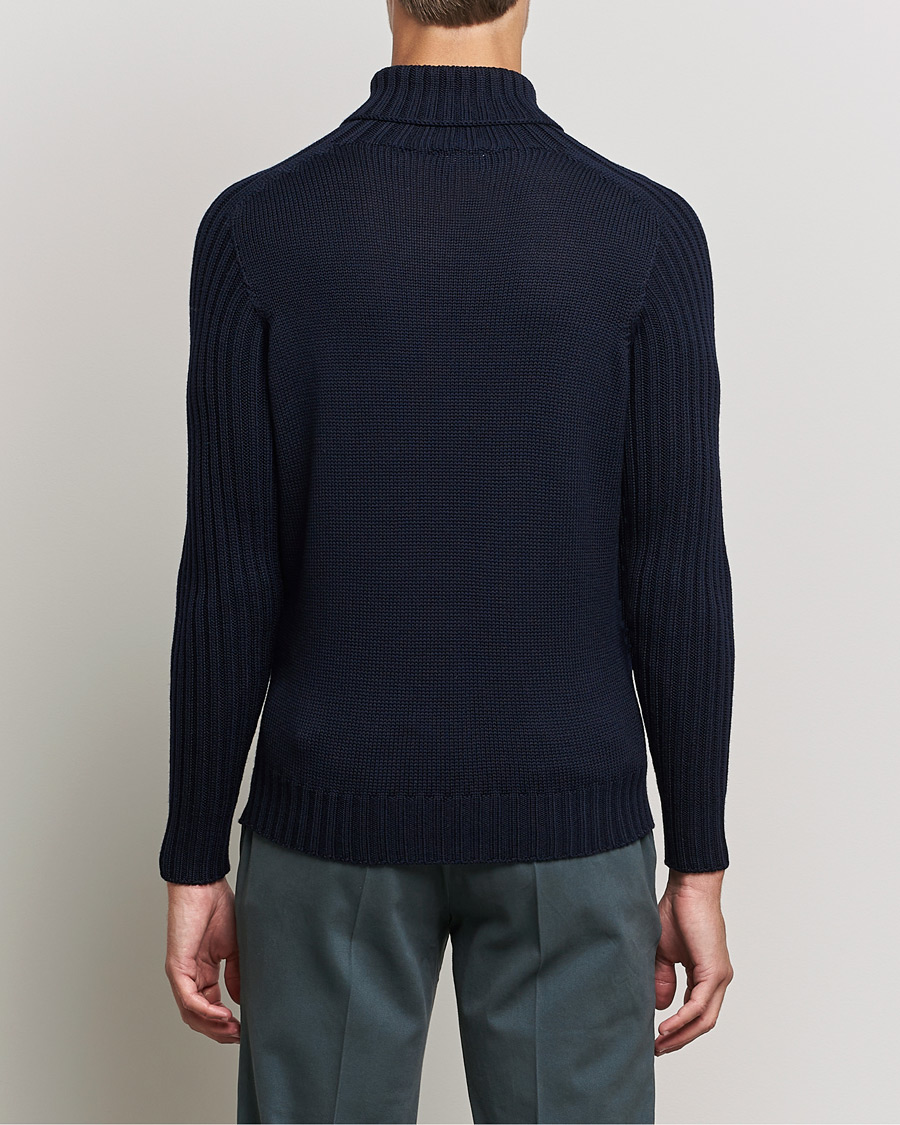 Herr | Tröjor | Gran Sasso | Rainwool Rollneck Navy