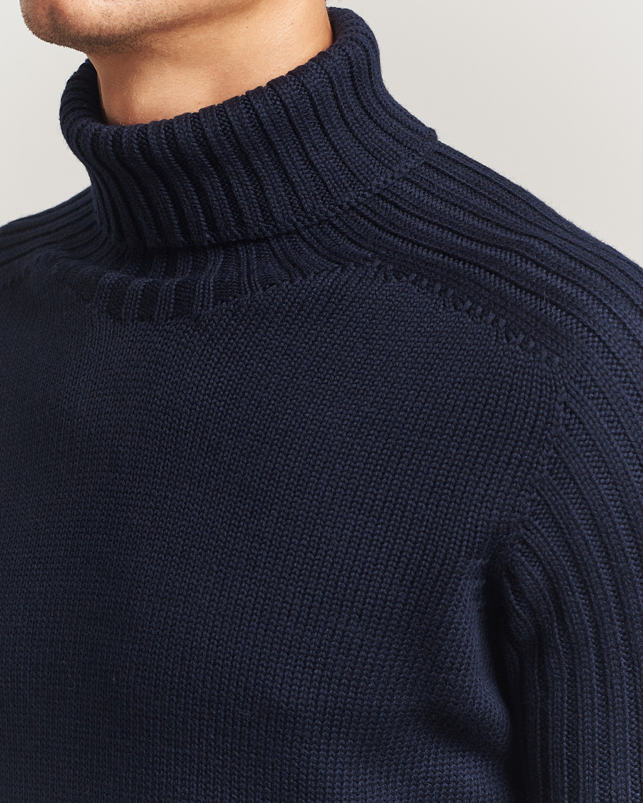 Herr | Tröjor | Gran Sasso | Rainwool Rollneck Navy