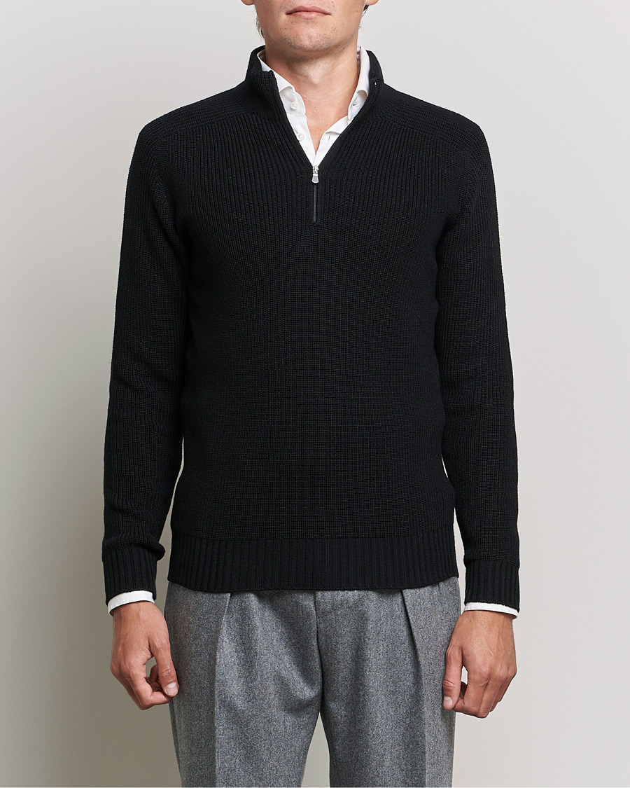 Herr | Tröjor | Gran Sasso | Rainwool Half Zip Black