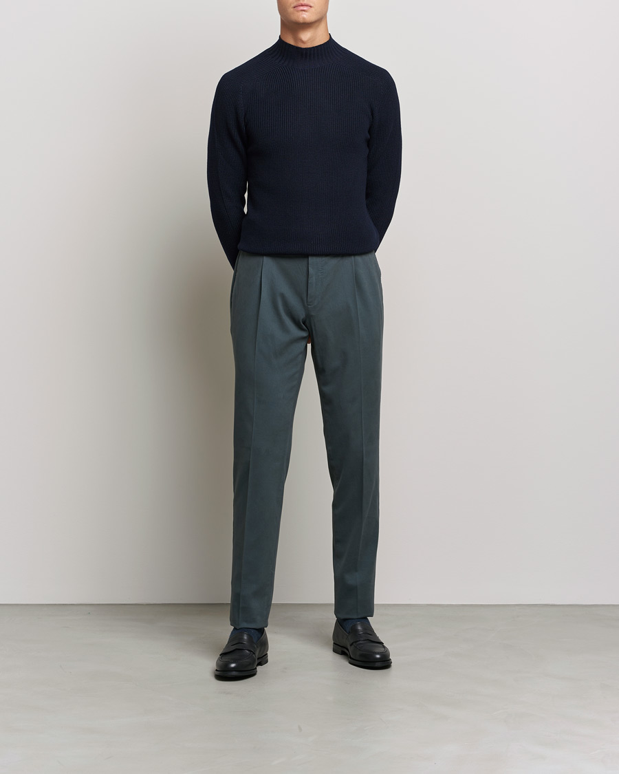 Herr | Tröjor | Gran Sasso | Rainwool Mock Neck Navy