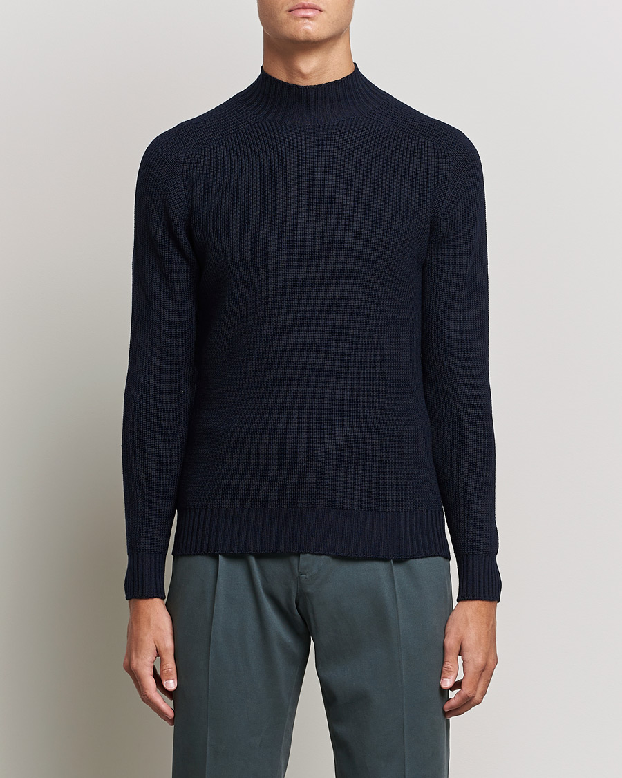 Herr | Tröjor | Gran Sasso | Rainwool Mock Neck Navy