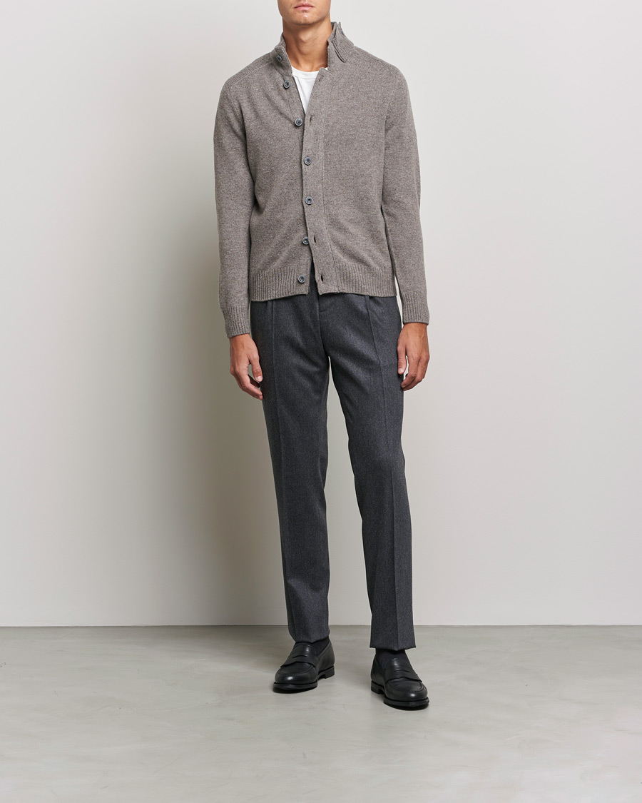 Herr | Tröjor | Gran Sasso | Heavy Wool Cardigan Light Brown