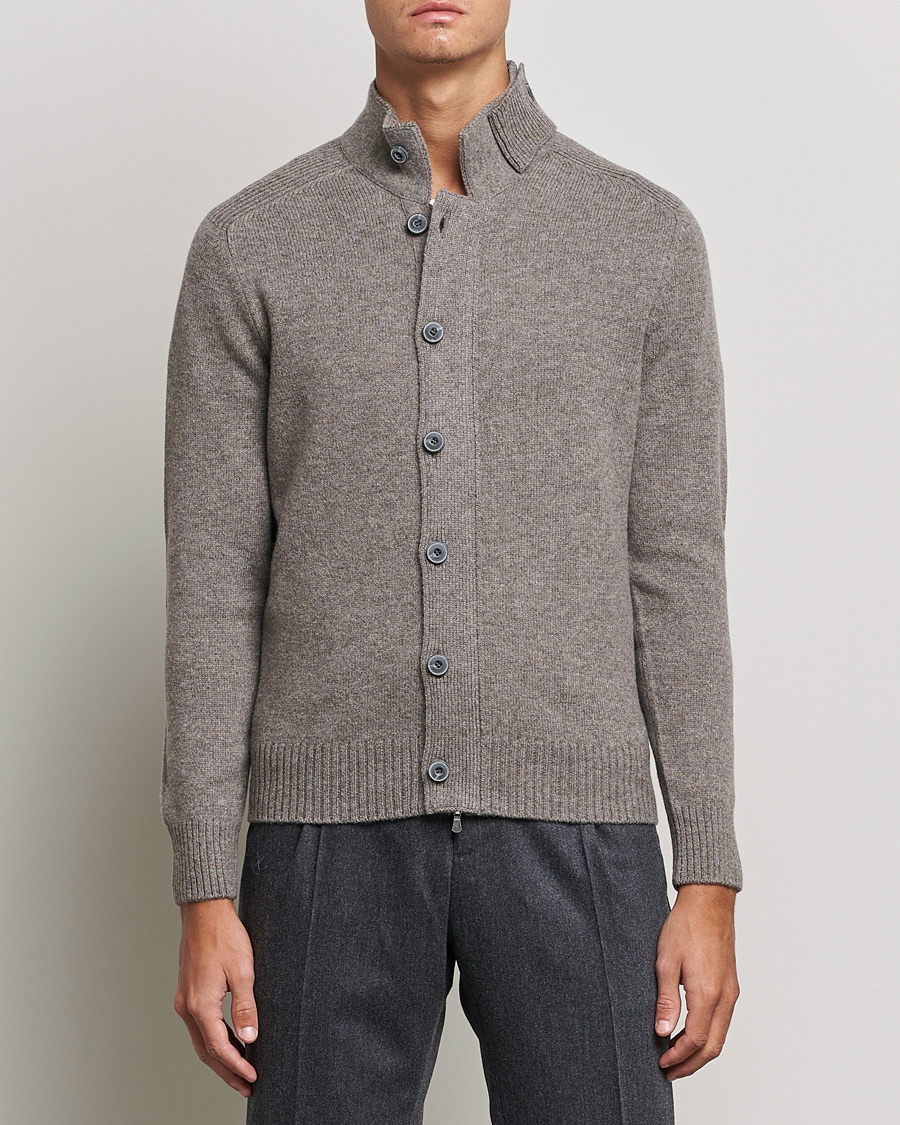 Herr | Tröjor | Gran Sasso | Heavy Wool Cardigan Light Brown