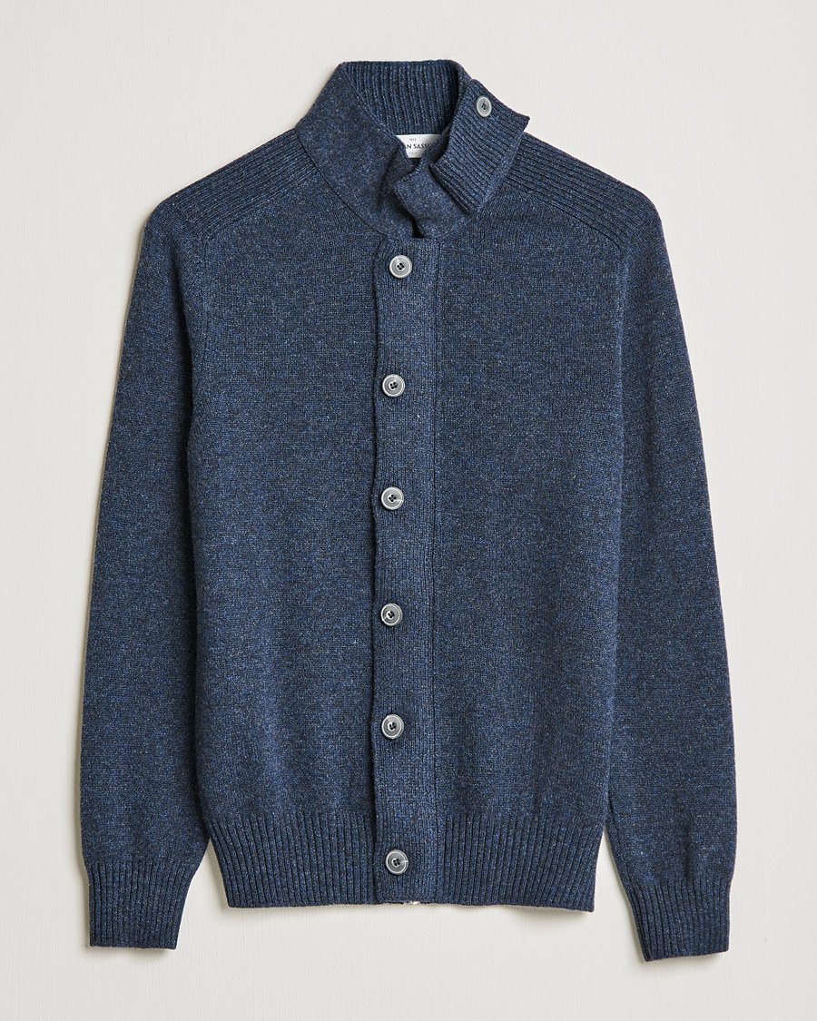 Herr | Tröjor | Gran Sasso | Heavy Wool Cardigan Navy