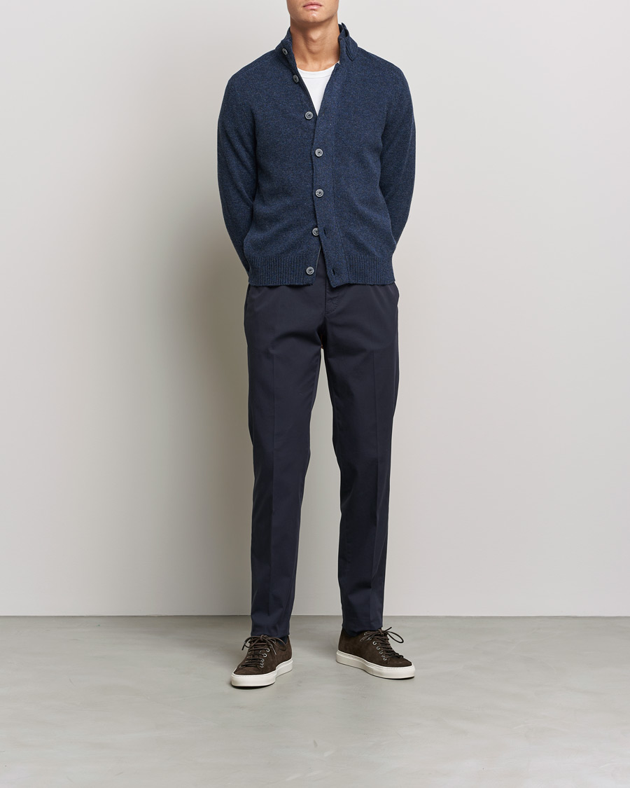 Herr | Tröjor | Gran Sasso | Heavy Wool Cardigan Navy