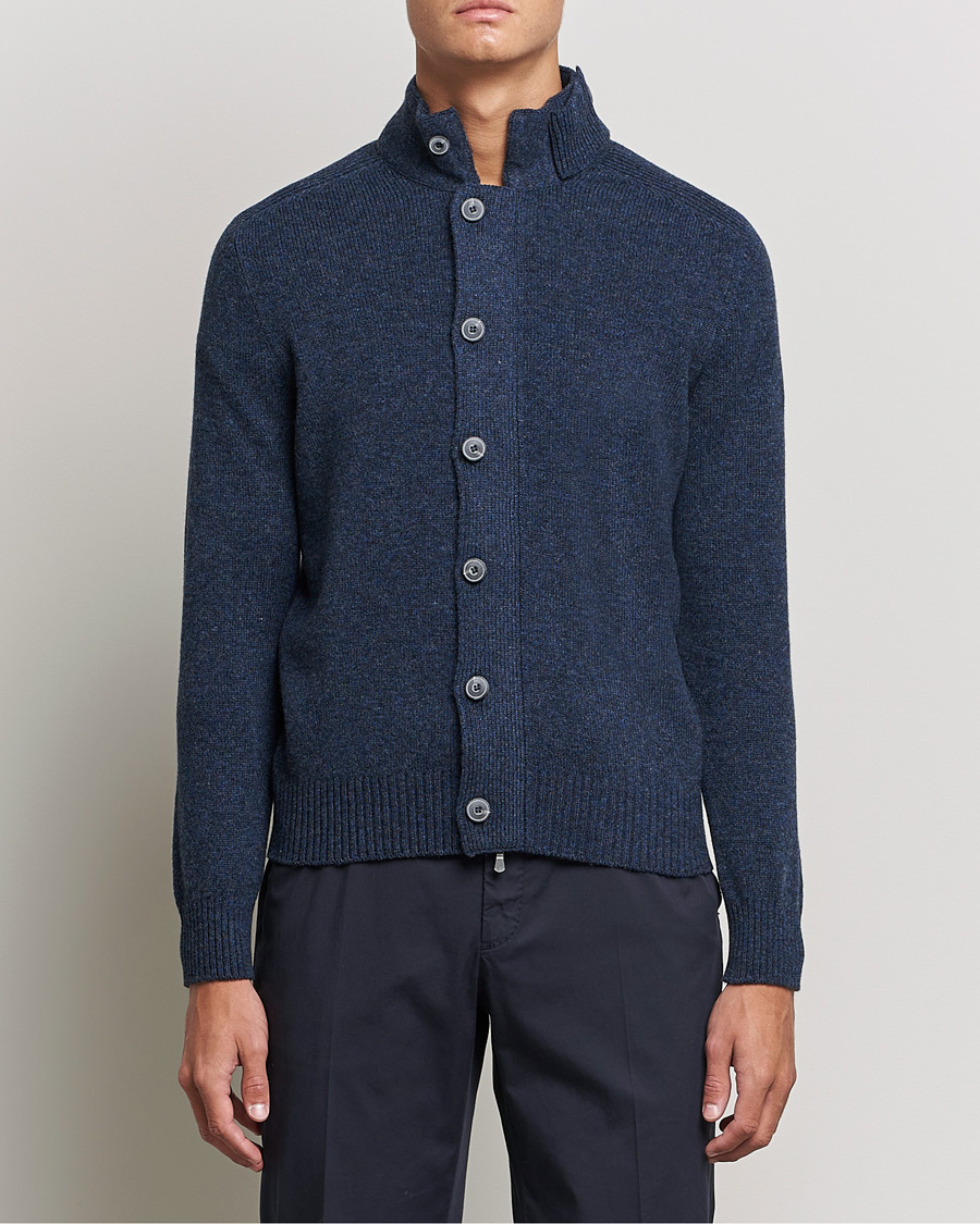 Herr | Tröjor | Gran Sasso | Heavy Wool Cardigan Navy