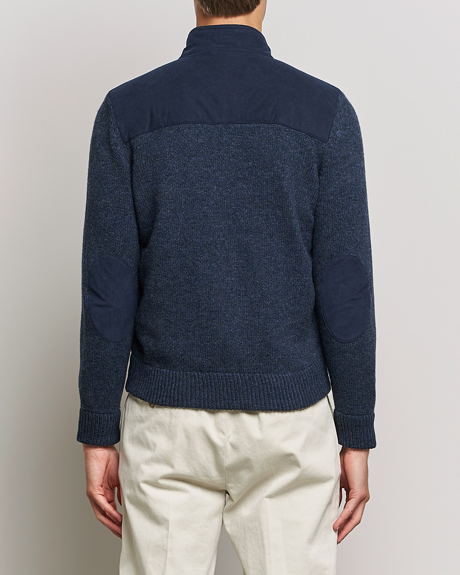 Herr | Tröjor | Gran Sasso | Wool/Alcantara Full Zip Navy