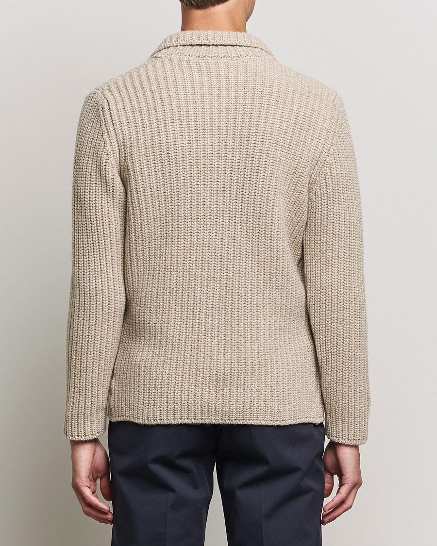 Herr | Tröjor | Gran Sasso | Heavy Wool Knitted Blazer Cardigan Beige