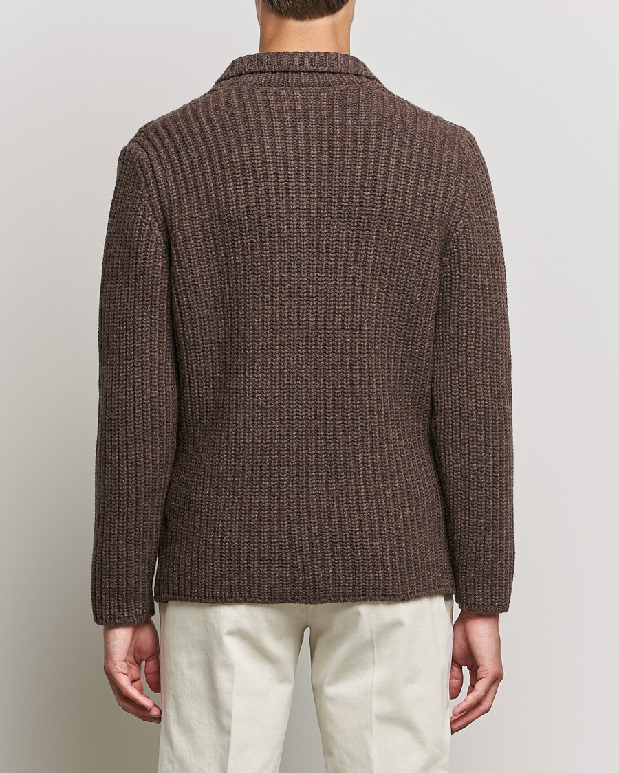 Herr | Tröjor | Gran Sasso | Heavy Wool Knitted Blazer Cardigan Brown