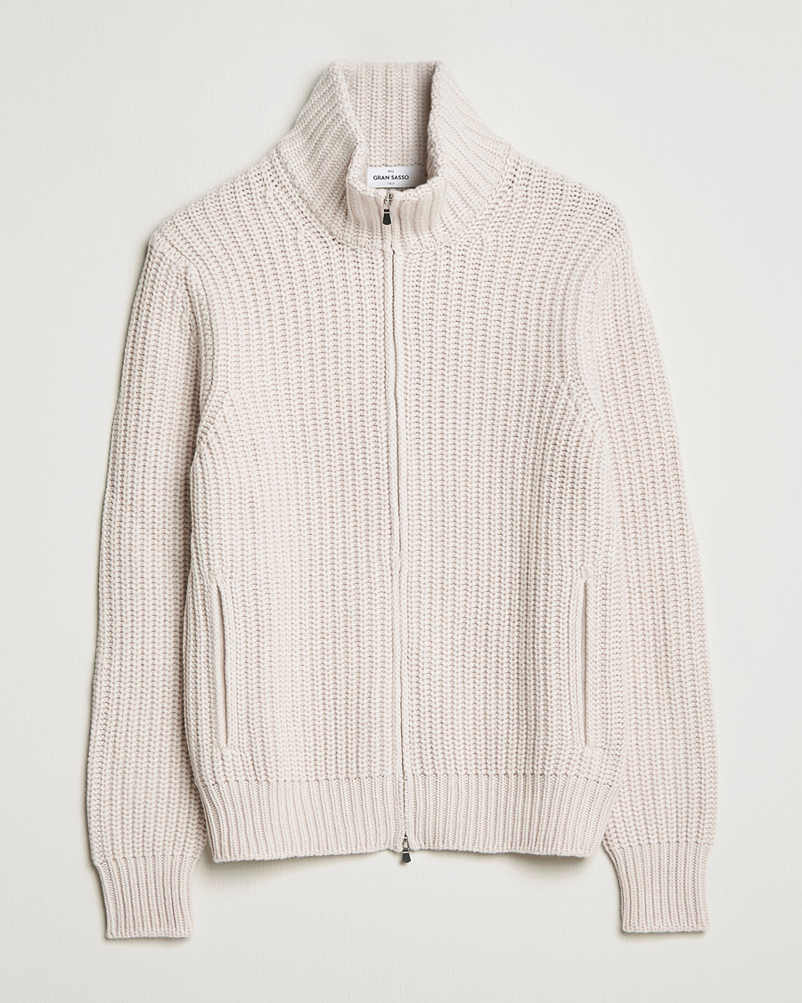 Herr | Tröjor | Gran Sasso | Heavy Wool/Cashmere Full Zip Beige