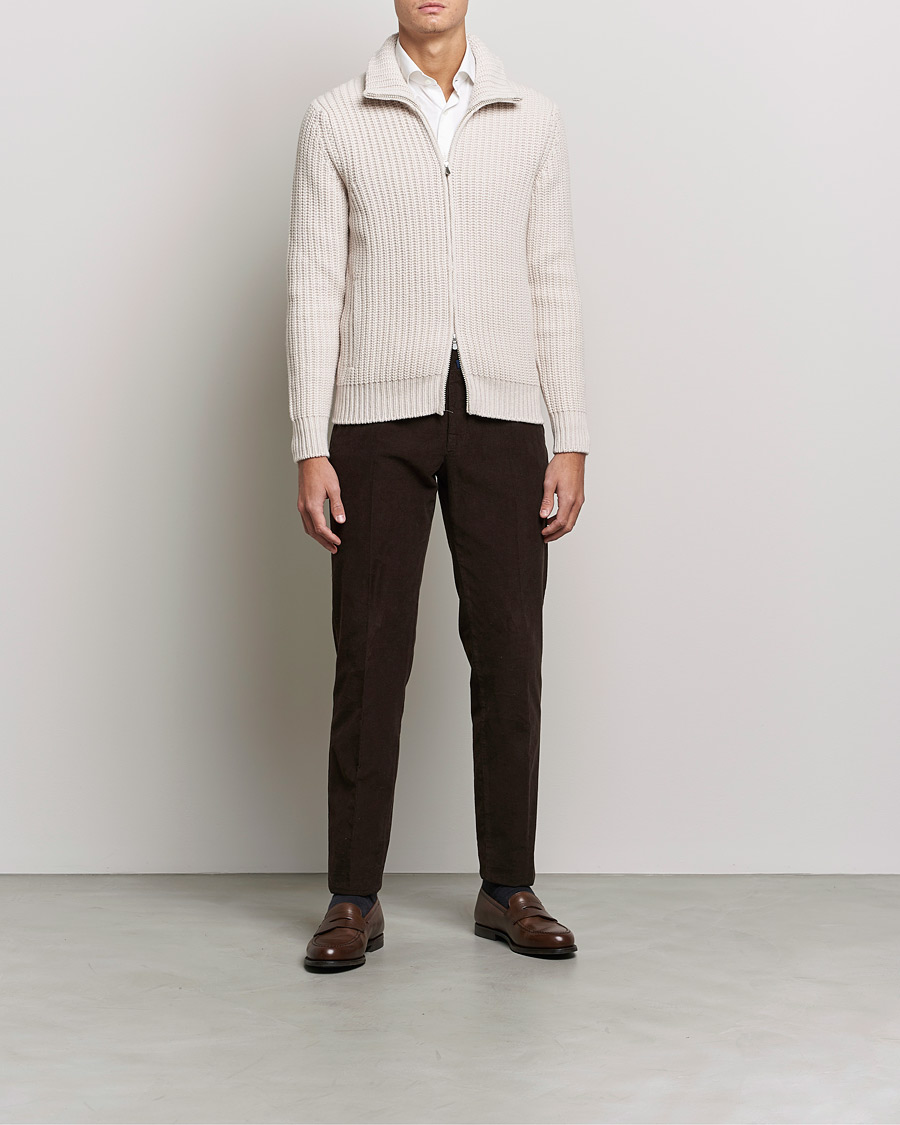 Herr | Tröjor | Gran Sasso | Heavy Wool/Cashmere Full Zip Beige