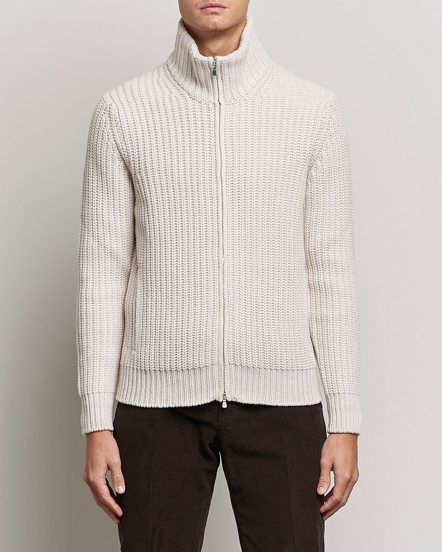 Herr | Tröjor | Gran Sasso | Heavy Wool/Cashmere Full Zip Beige