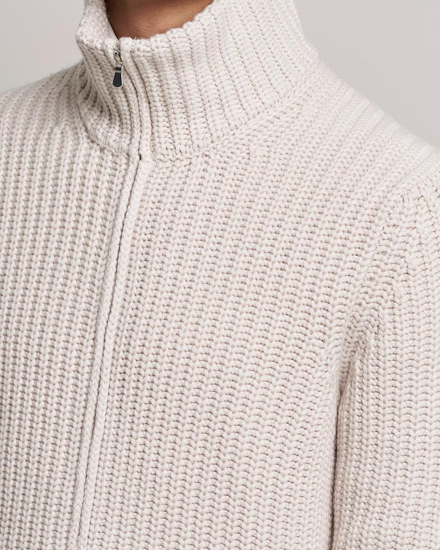 Herr | Tröjor | Gran Sasso | Heavy Wool/Cashmere Full Zip Beige