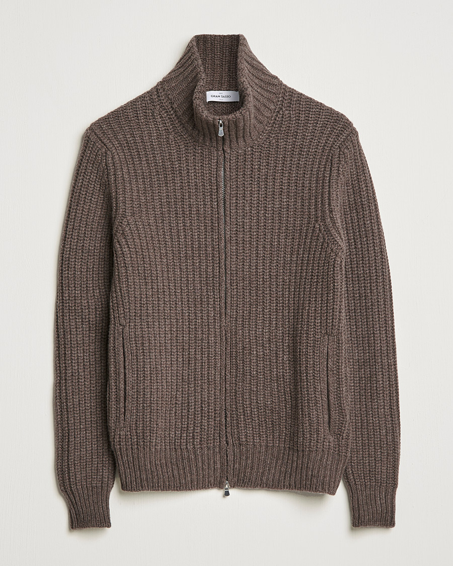 Herr | Tröjor | Gran Sasso | Heavy Wool/Cashmere Full Zip Brown