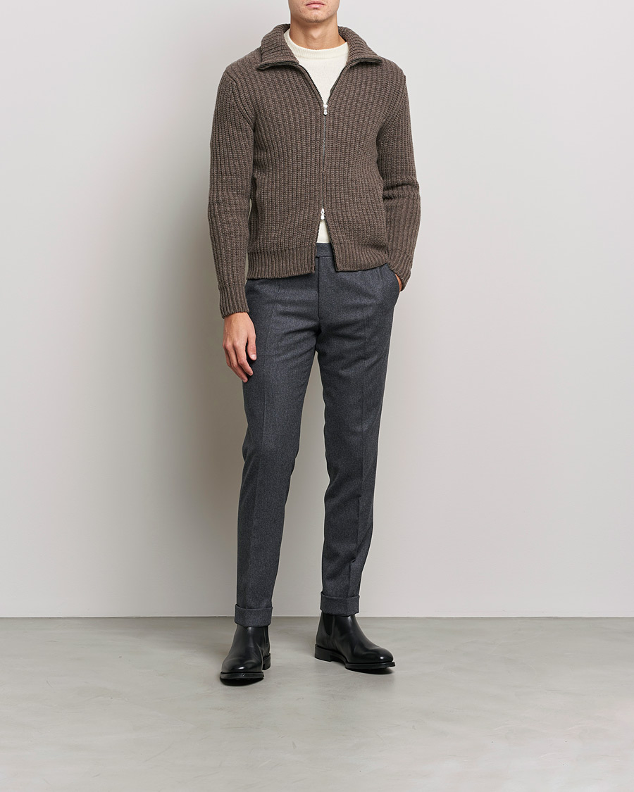 Herr | Tröjor | Gran Sasso | Heavy Wool/Cashmere Full Zip Brown