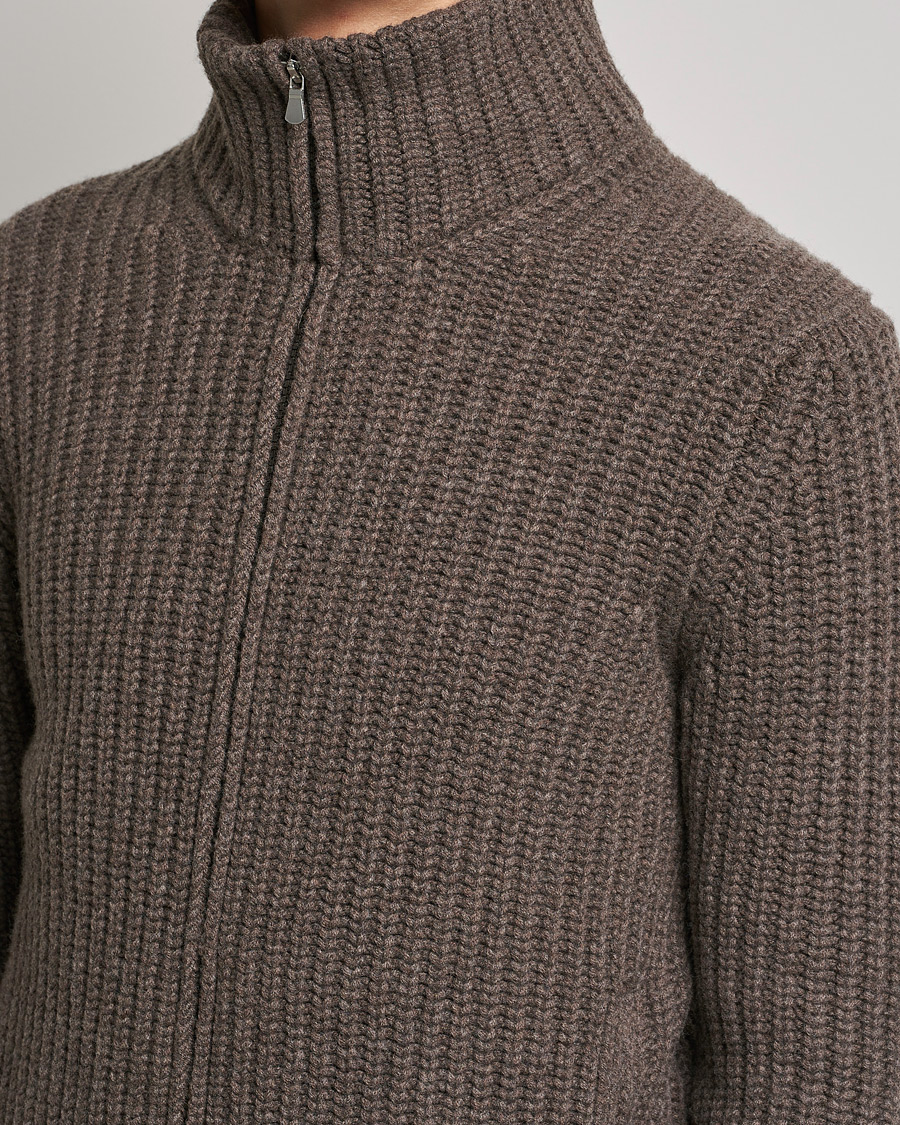Herr | Tröjor | Gran Sasso | Heavy Wool/Cashmere Full Zip Brown