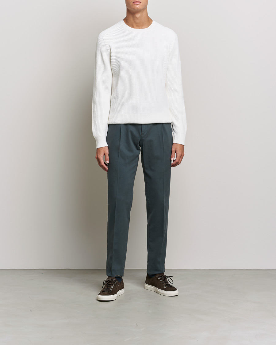 Herr | Tröjor | Gran Sasso | Knitted Wool/Cashmere Structure Crewneck Off White