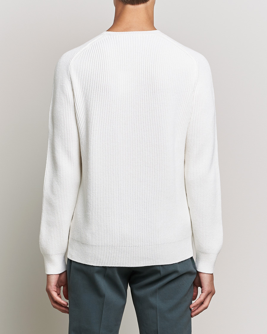 Herr | Tröjor | Gran Sasso | Knitted Wool/Cashmere Structure Crewneck Off White