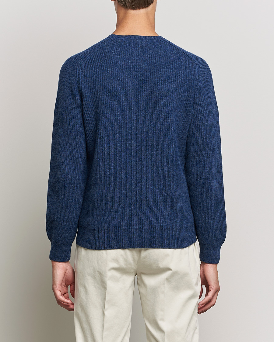 Herr | Tröjor | Gran Sasso | Knitted Wool/Cashmere Structure Crewneck Navy