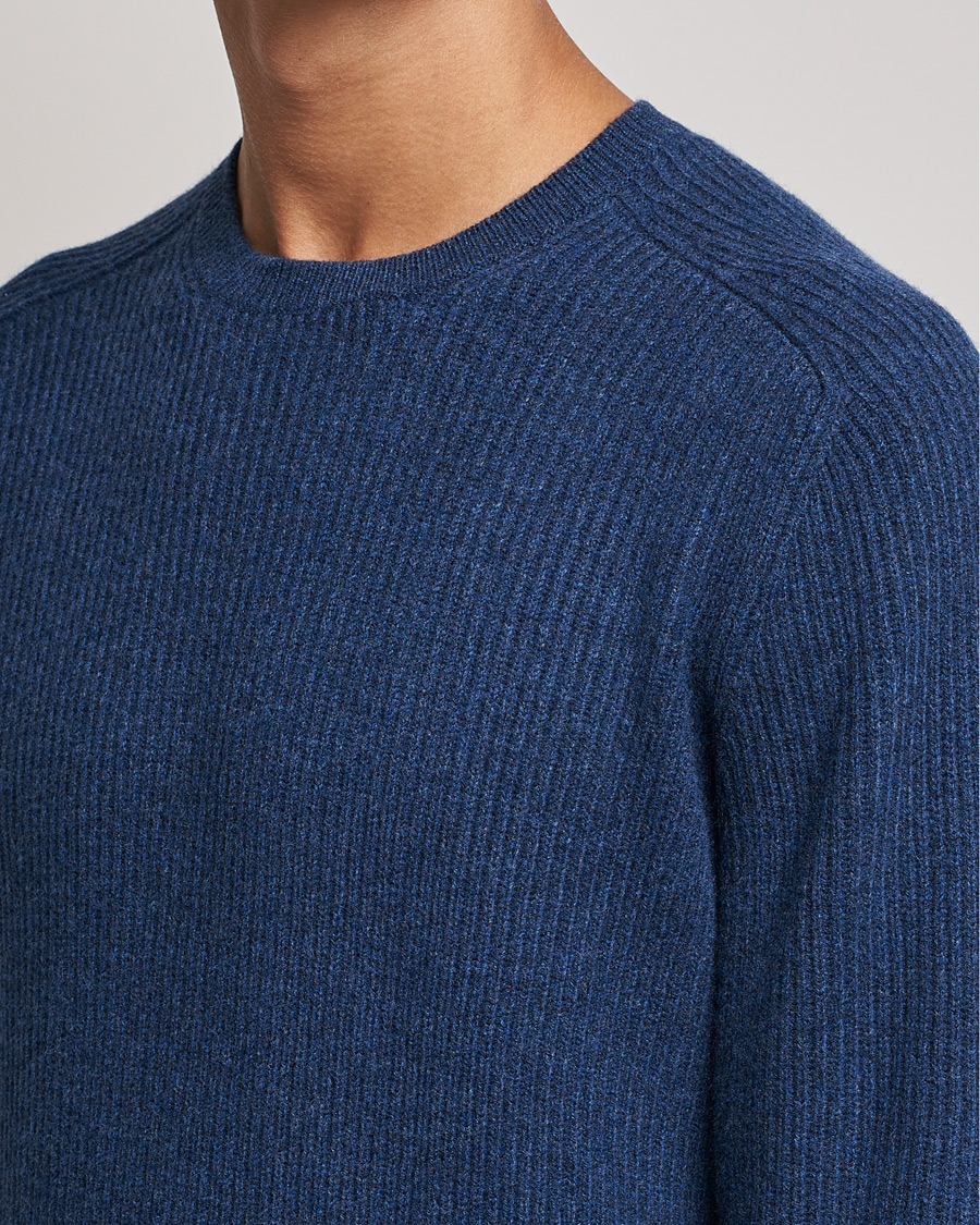 Herr | Tröjor | Gran Sasso | Knitted Wool/Cashmere Structure Crewneck Navy