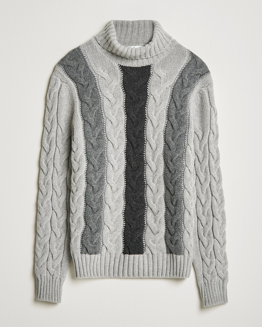 Herr | Tröjor | Gran Sasso | Cable Knitted Wool Rollneck Grey