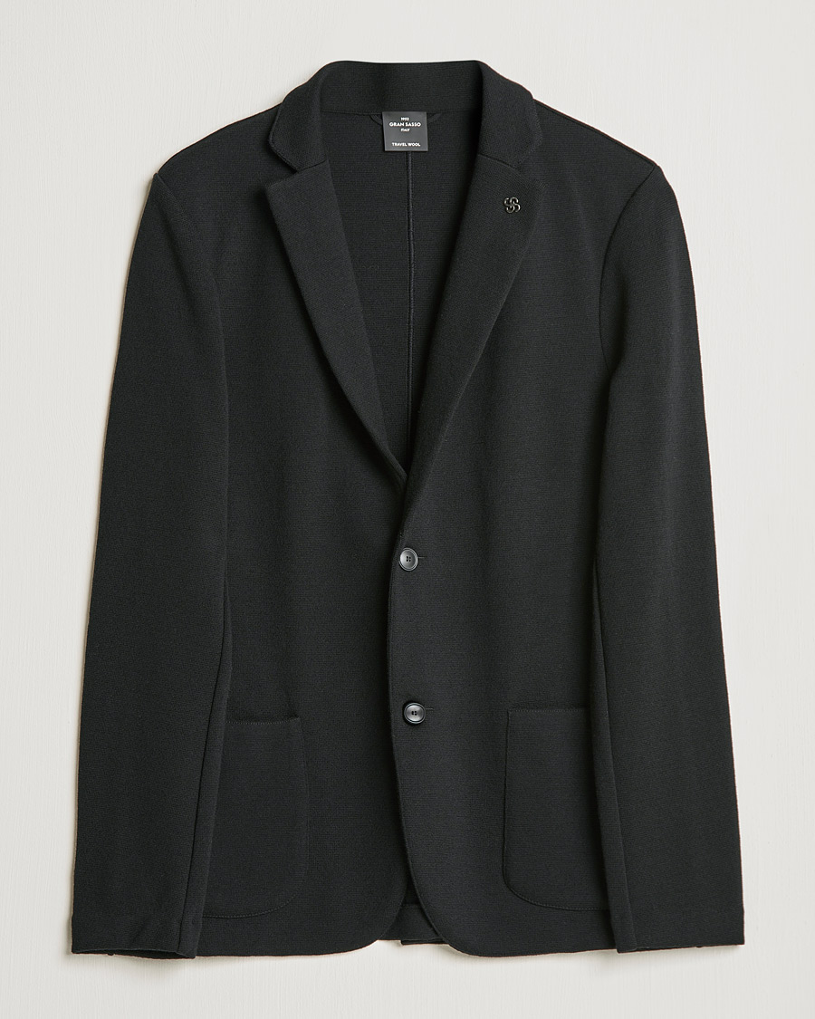 Herr | Kavajer | Gran Sasso | Travel Wool Knitted Jacket Black