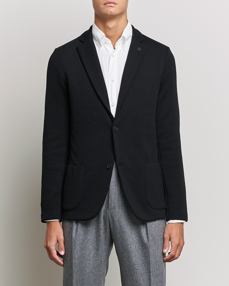 Herr | Kavajer | Gran Sasso | Travel Wool Knitted Jacket Black