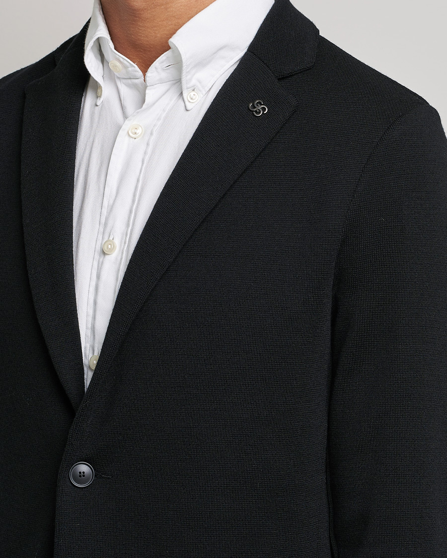 Herr | Kavajer | Gran Sasso | Travel Wool Knitted Jacket Black