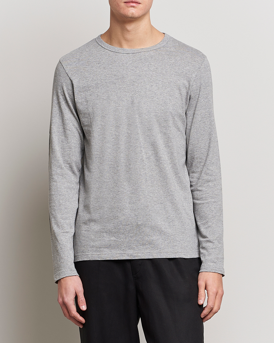 Herr | Kläder | Merz b. Schwanen | 1950s Classic Loopwheeled Longsleeve Tee Grey Marl