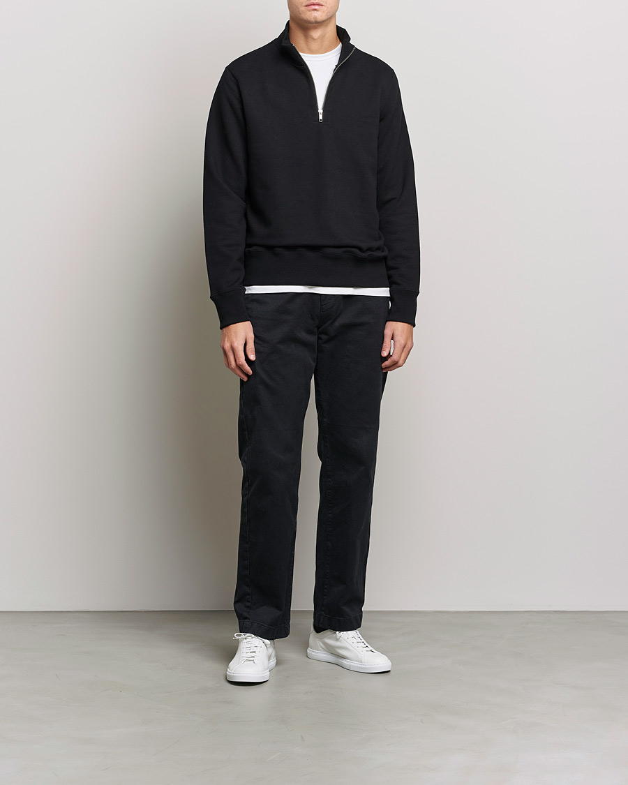 Herr | Tröjor | Merz b. Schwanen | Organic Cotton Half Zip Sweat Black
