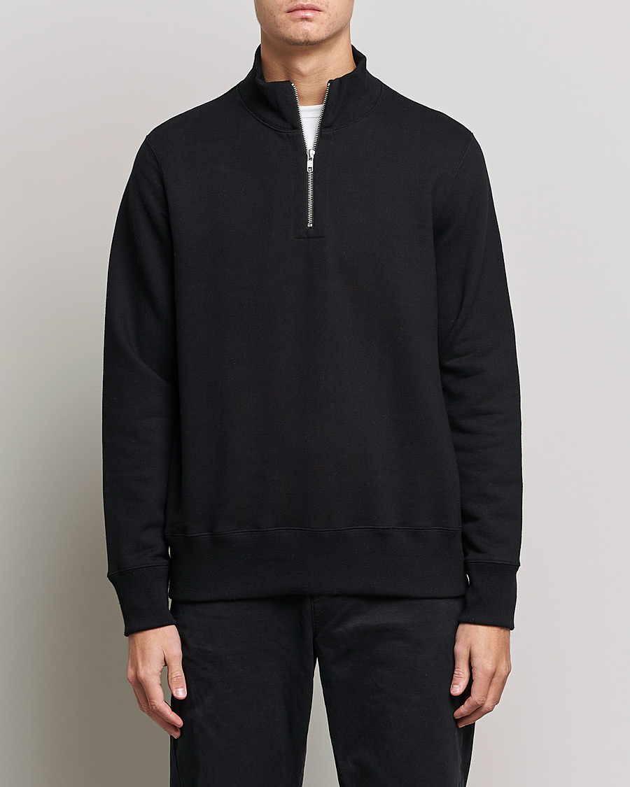 Herr | Tröjor | Merz b. Schwanen | Organic Cotton Half Zip Sweat Black