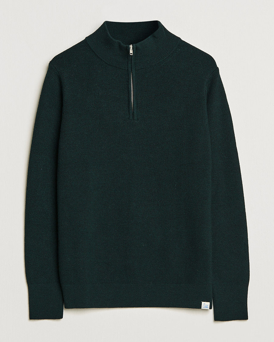 Herr | Tröjor | Merz b. Schwanen | Merino Wool Half Zip Forest