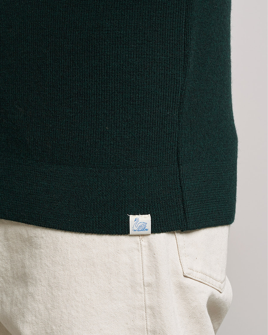 Herr | Tröjor | Merz b. Schwanen | Merino Wool Half Zip Forest