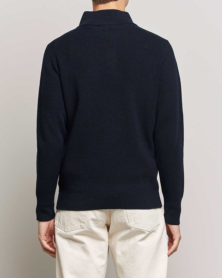 Herr | Tröjor | Merz b. Schwanen | Merino Wool Half Zip Dark Navy