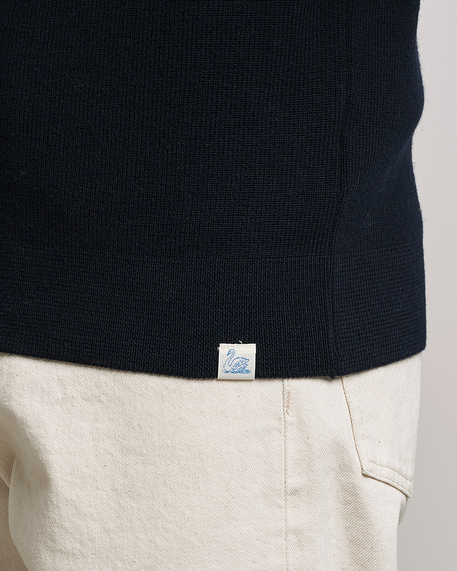 Herr | Tröjor | Merz b. Schwanen | Merino Wool Half Zip Dark Navy