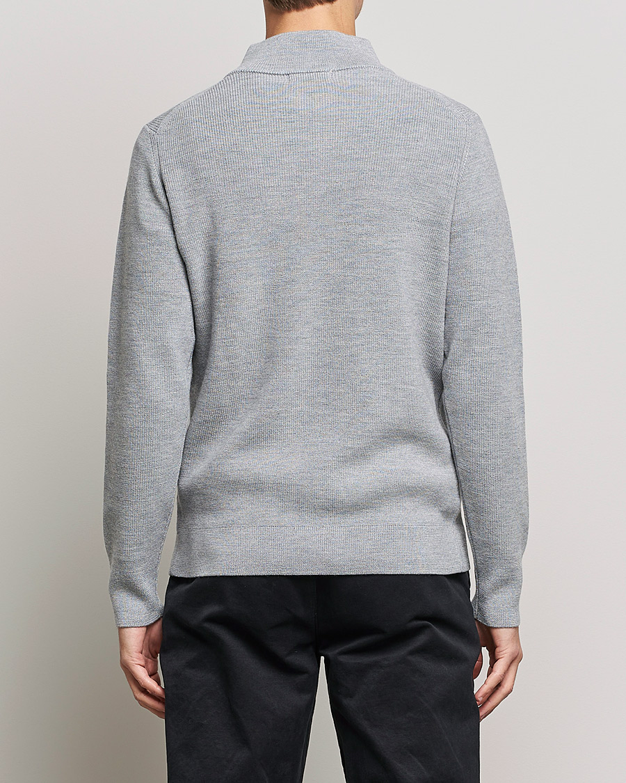 Herr | Tröjor | Merz b. Schwanen | Merino Wool Half Zip Grey Mel